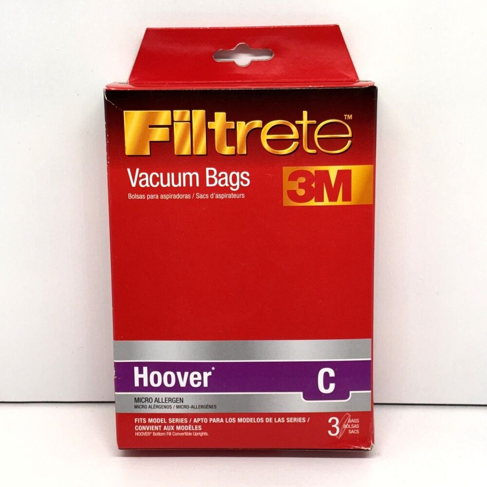 3M Filtrete Vacuum Bags Box of 3 Hoover Type C Micro Allergen NOS 64723 NEW
